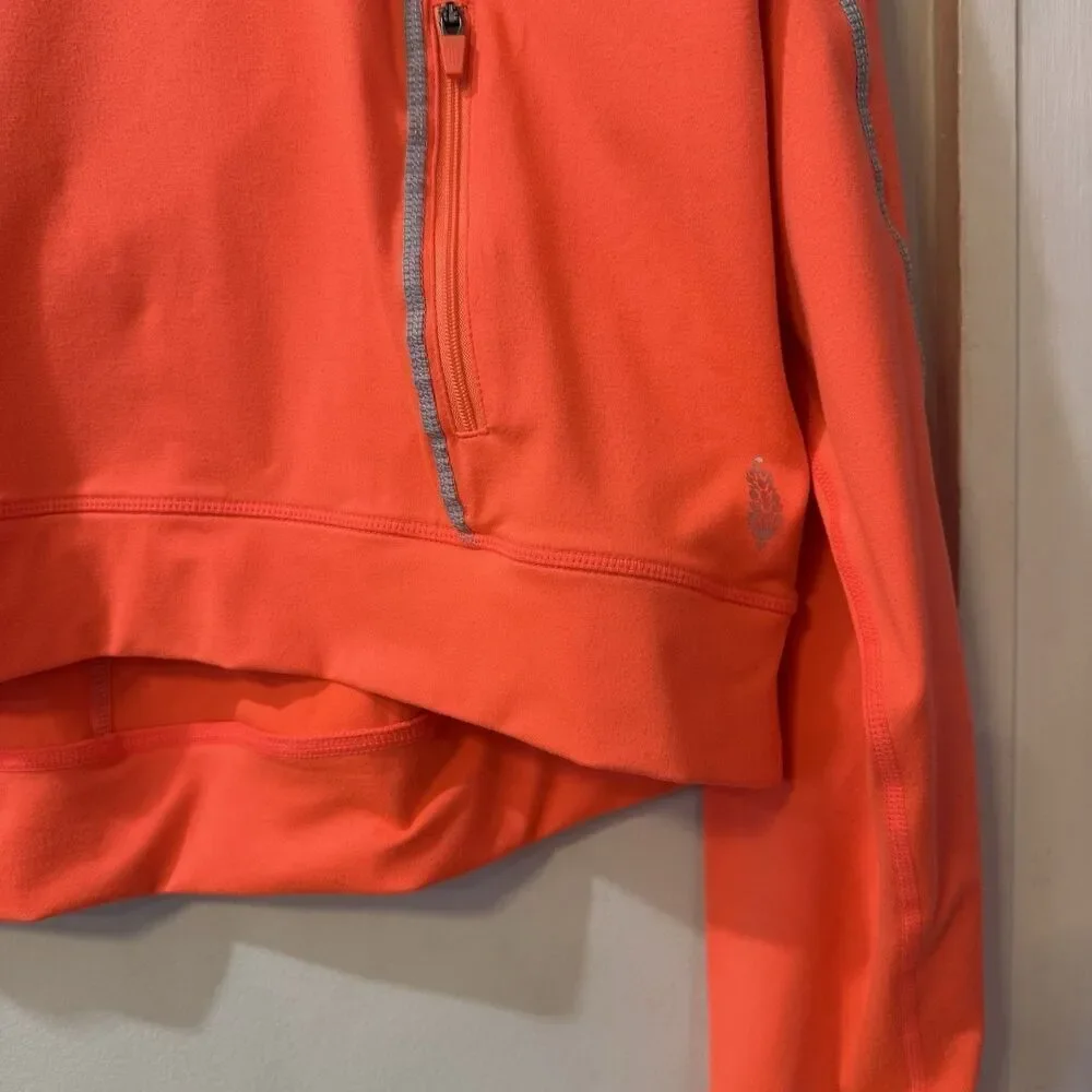 Free People Movement Neon Orange Hoodie Size Large with Reflective Strips